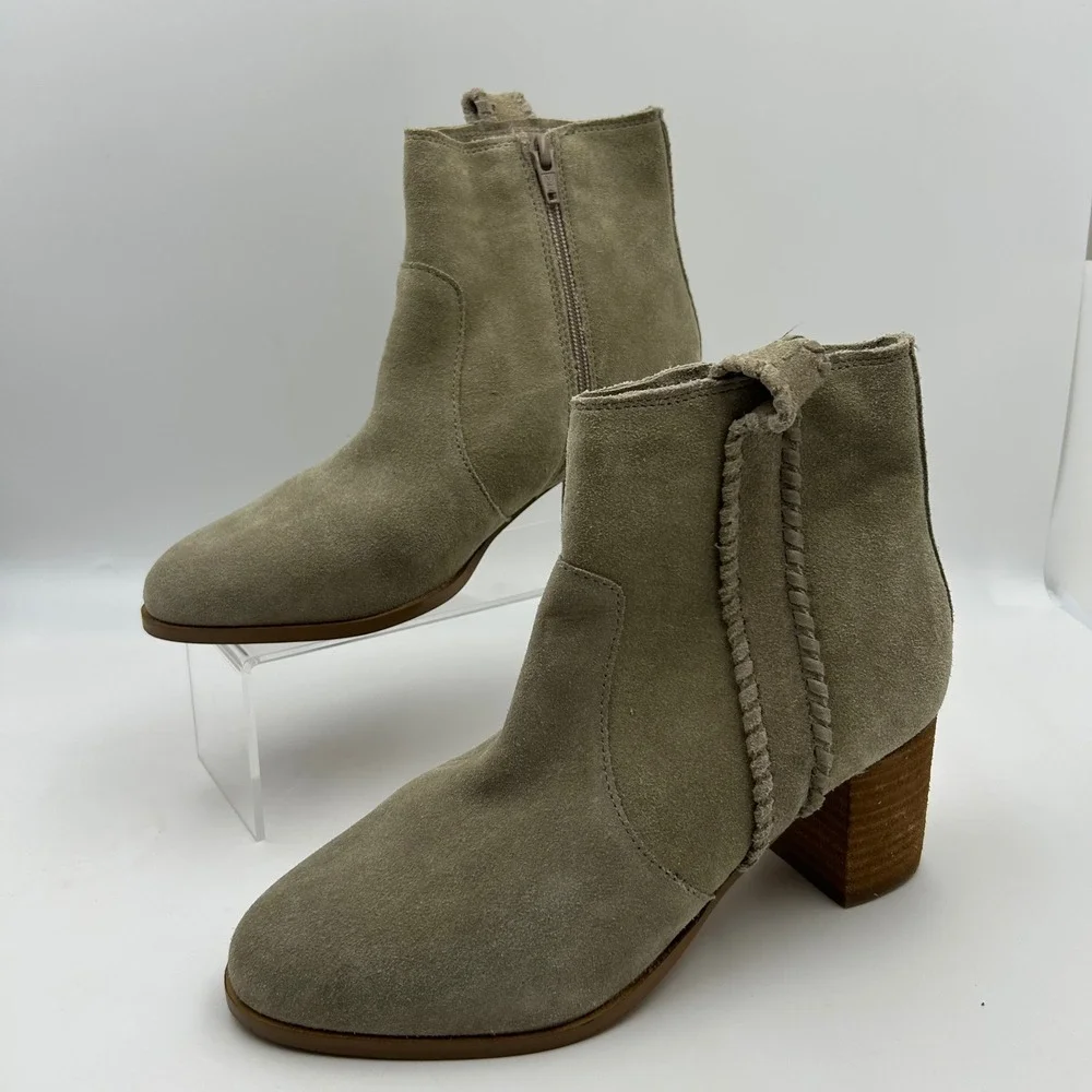 Coconuts by Matisse Ankle Boots Womens 8.5 Beige Suede Braided Boho Western Chic